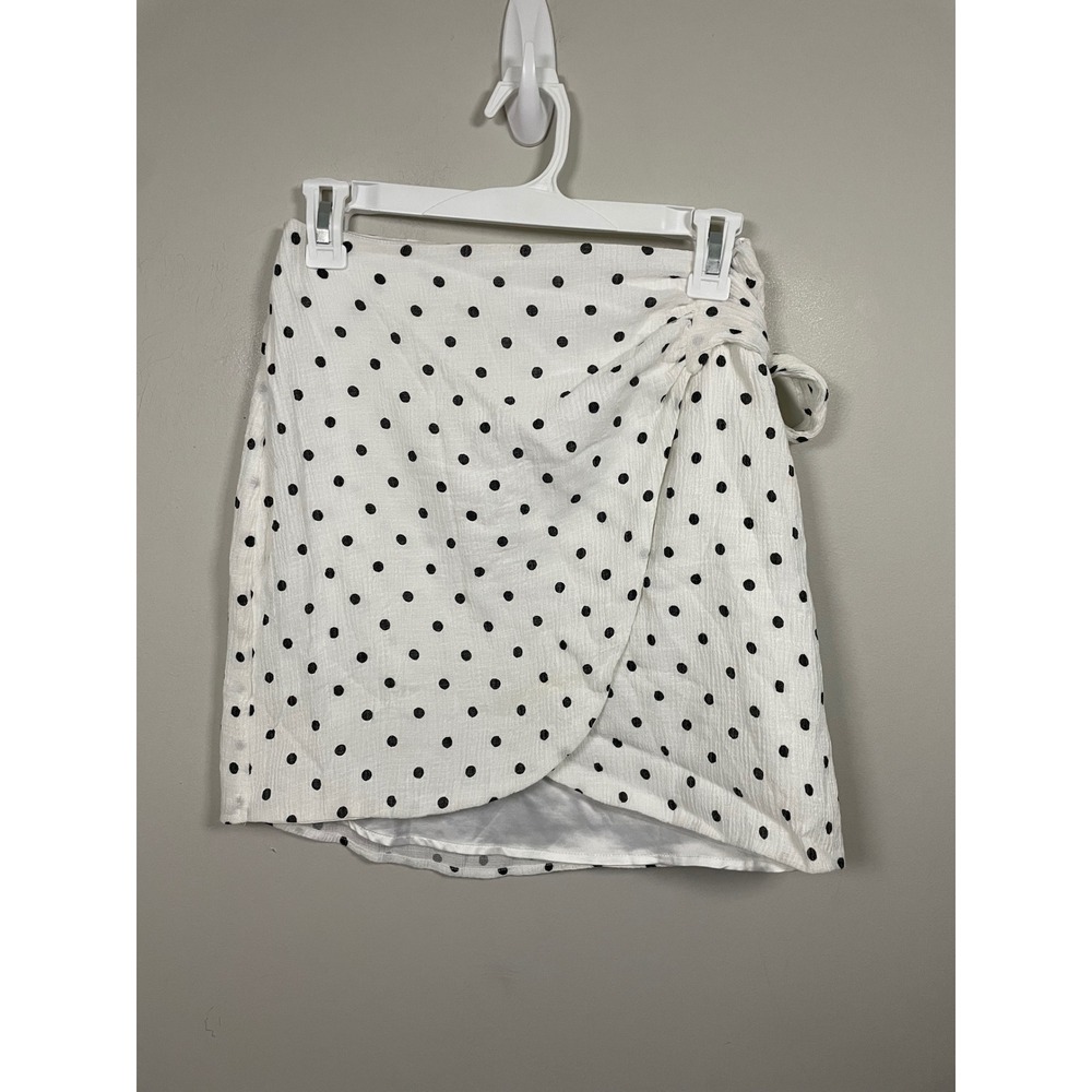 Sabo Skirt Polka Dot Wrap Mini Skirt in White and Black Size XS Coastal Beach